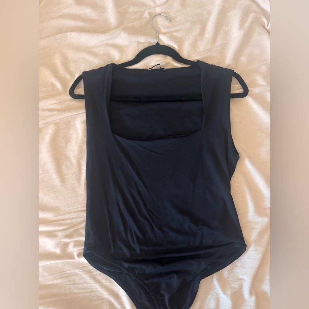 Zara Black Asymmetrical Fitted Bodysuit